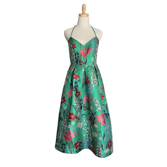 Eliza J Green Floral Spaghetti Strap Fit & Flare Dress - Picture 10 of 16